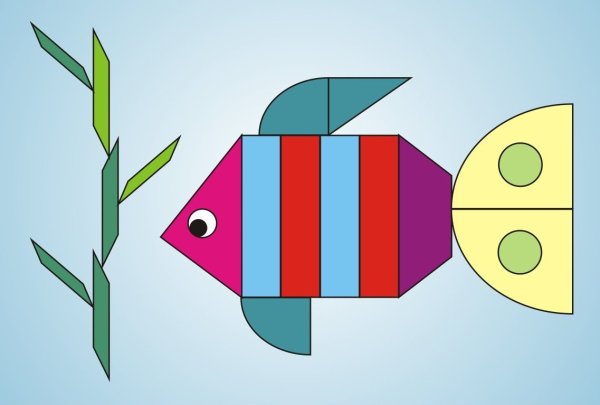 Аппликация рыбка из геометрических фигур