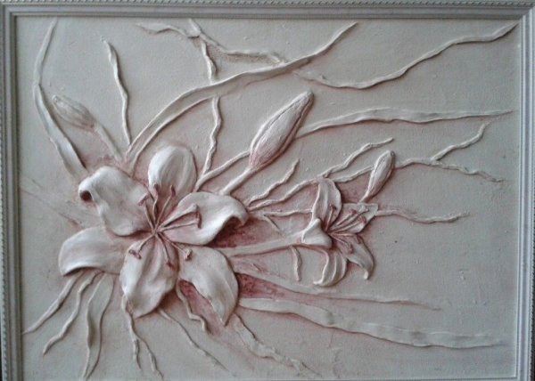 Панно цветы из шпаклевки