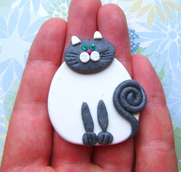 Котик из полимерной глины