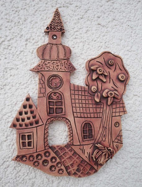 Панно домики из керамики