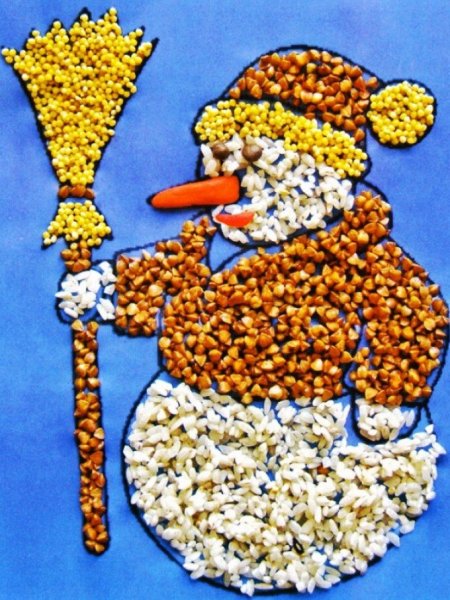 Аппликация из крупы