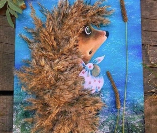 Ёжик в тумане из природного материала