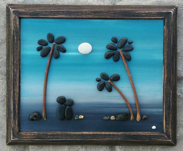 Панно из камешков в школу