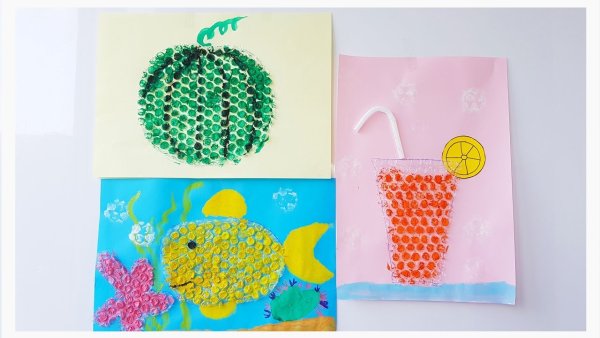 Рисование воздушно пузырчатой пленкой