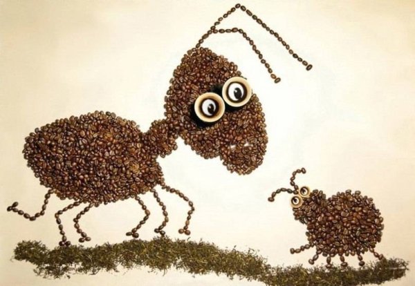 Аппликация из зерен кофе