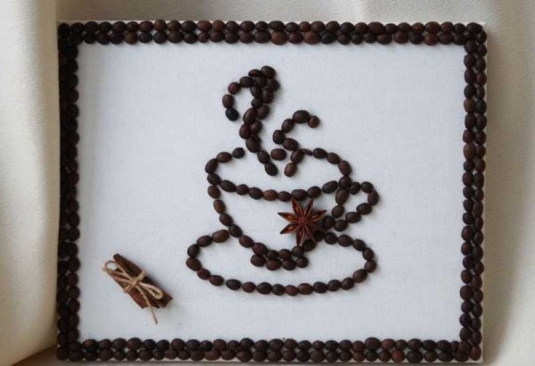 Аппликация из кофейных зерен