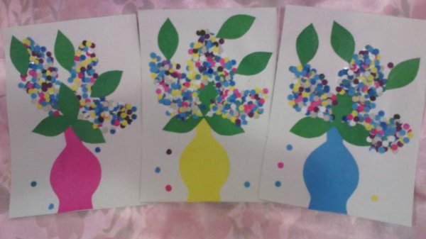 Аппликация из кружочков от дырокола