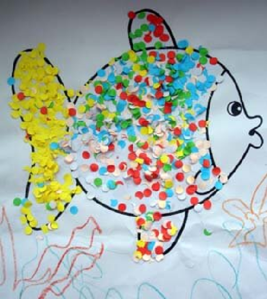 Аппликация из конфетти для детей