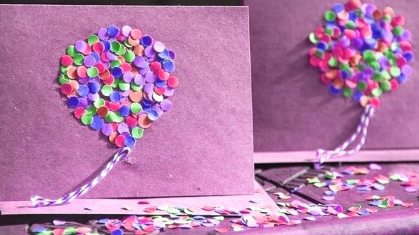 Открытка с конфетти своими руками