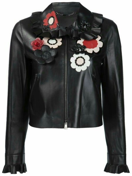 Кожаная куртка с принтом