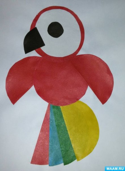 Аппликация птица из геометрических фигур