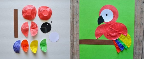 Аппликация из бумажных формочек для кексов