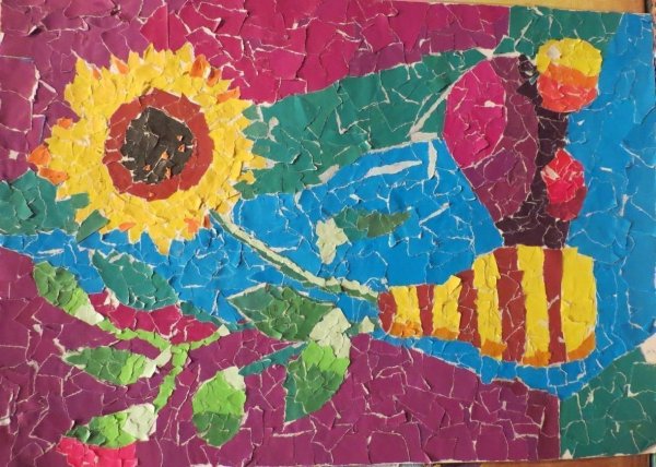 Аппликация из кусочков бумаги