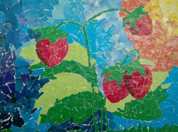 Натюрморт мозаика Обрывная аппликация