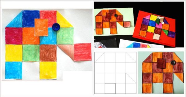 Аппликация из квадратиков для дошкольников