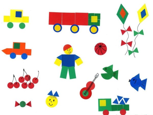 Аппликация из геометрических фигур для детей