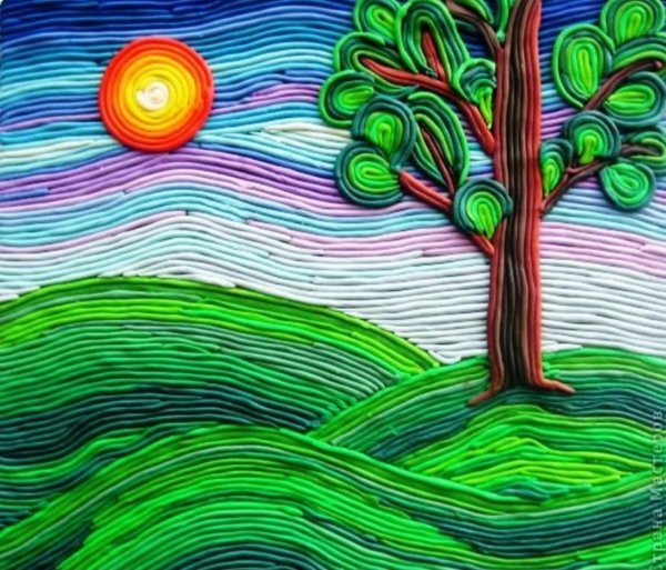 Композиции из жгутиков из пластилина