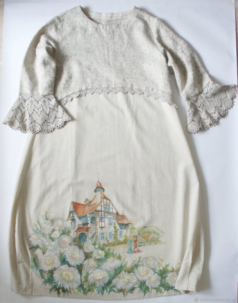 Детские платья из льна с вышивкой