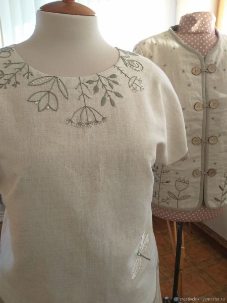 Блузки с вышивкой из льна