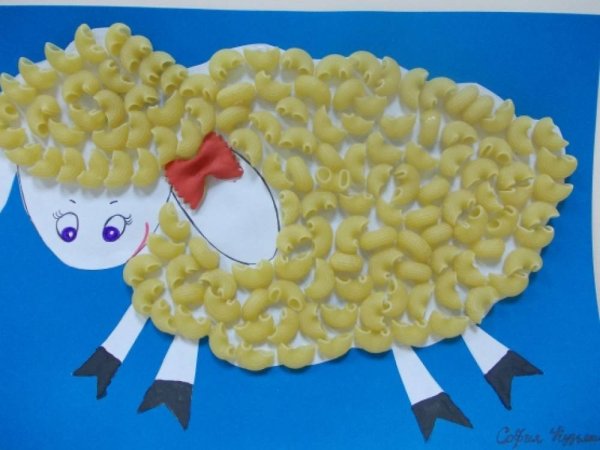 Аппликация из макаронных изделий для детей