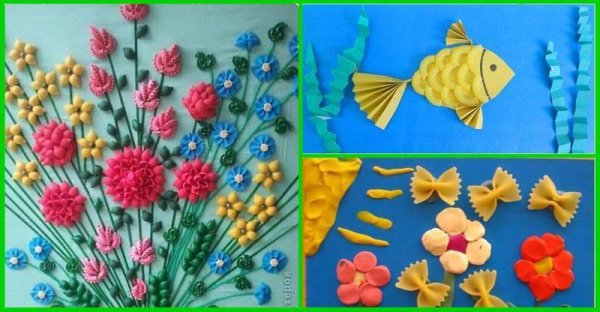 Аппликация из макаронных изделий для детей