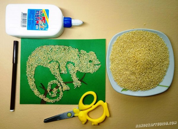 Рисование крупой для детей