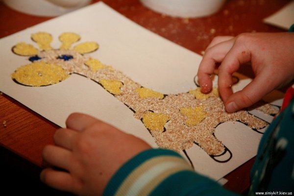 Рисование крупами дети