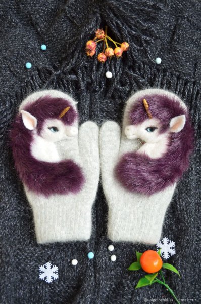 Варежки с мехом