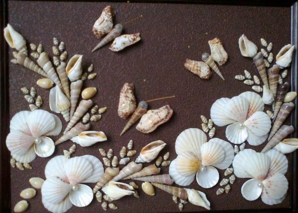 Красивое панно из ракушек