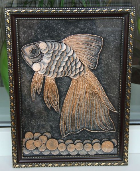 Пейп арт Золотая рыбка