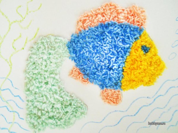 Аппликация из нарезанных ниток