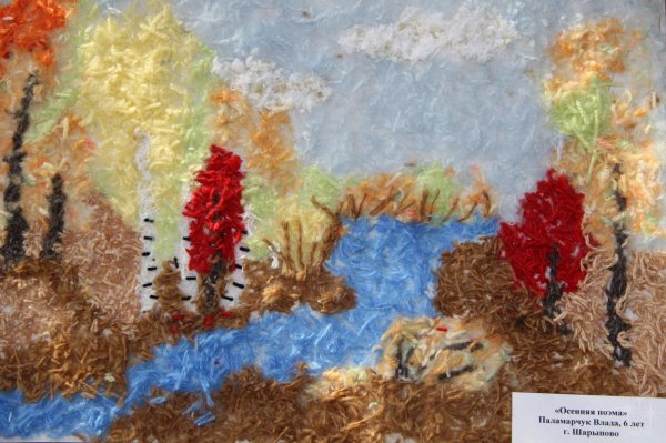 Аппликация из резаных нитей