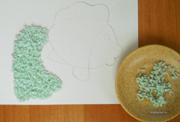 Аппликация из нарезанных ниток для детей