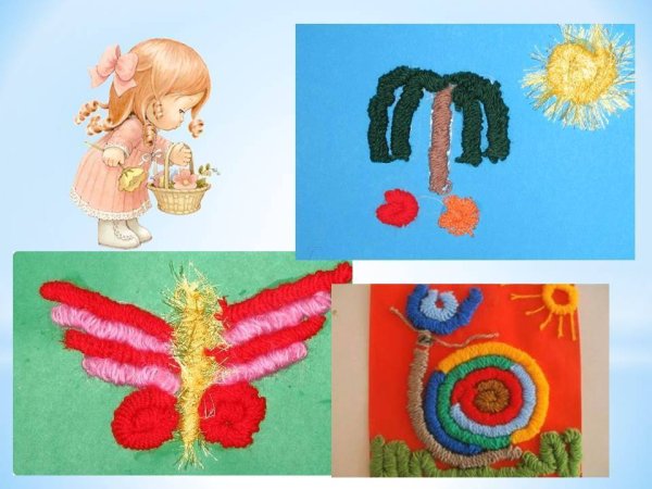 Аппликация из пряжи