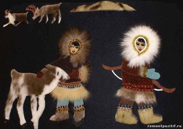 Панно из кожи и меха