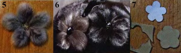 Аппликации цветов из меха