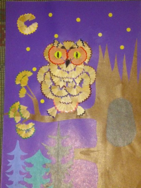 Аппликация из опилок от карандашей