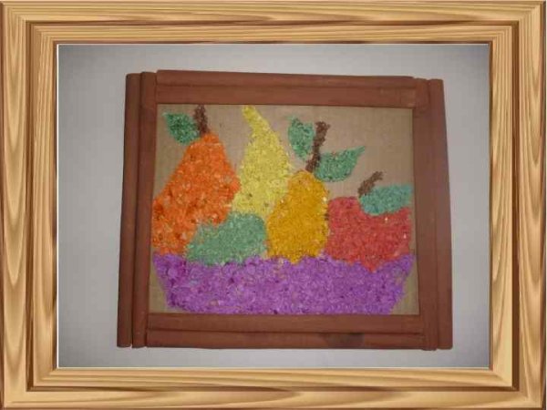 Аппликация из опилок для детей