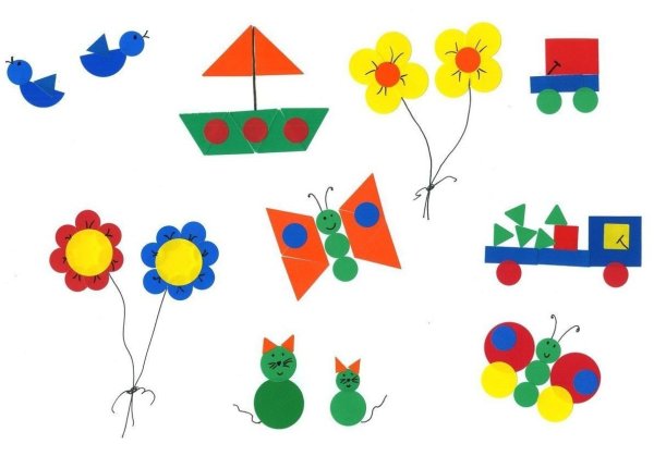 Аппликация из геометрических фигур для детей