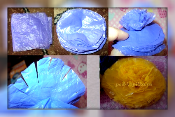 Цветы из мусорных пакетов