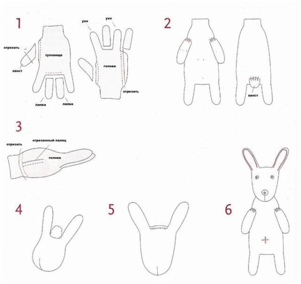 Игрушки из перчаток и варежек