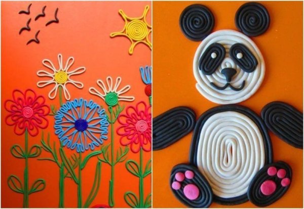 Картина из пластилина жгутиками