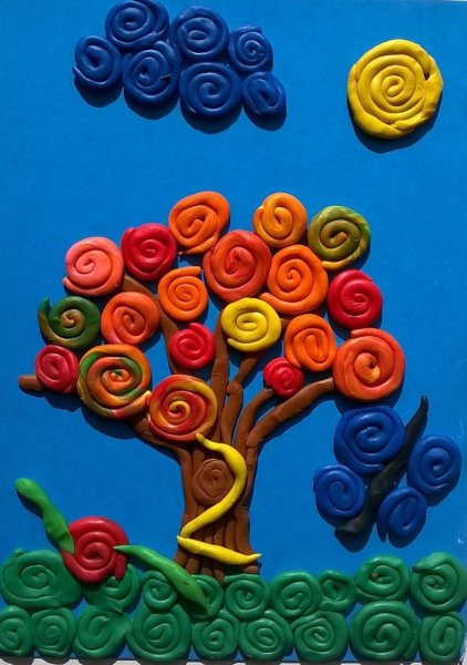 Аппликация из пластилиновых жгутиков