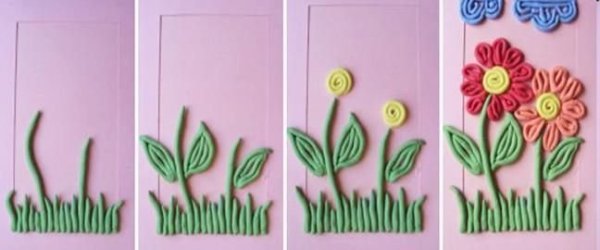Пластилинография цветы из жгутиков