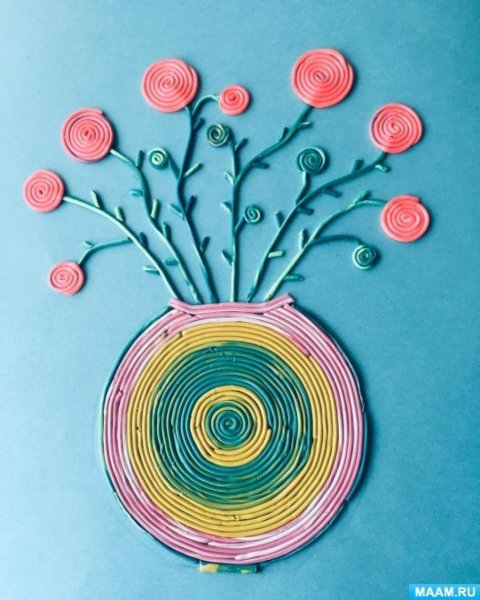 Цветы пластилином на картоне