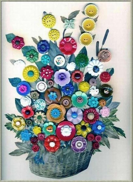 Панно из пуговиц цветы