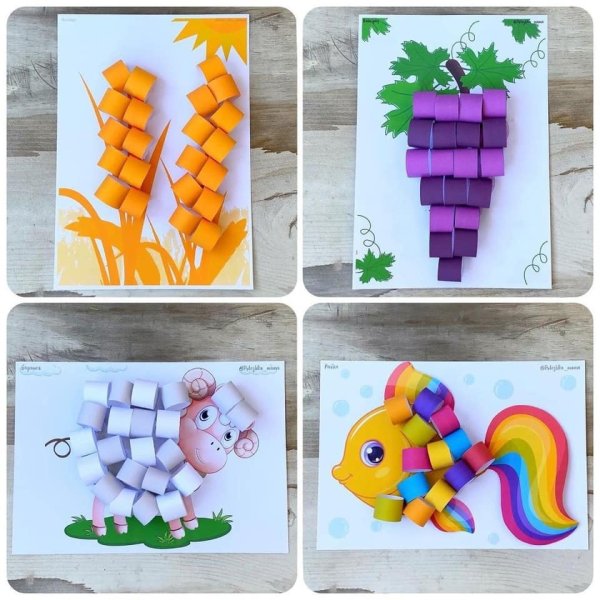 Объёмная аппликация из бумажных колечек