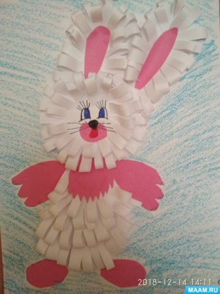 Поделка зайца из бумажных полосок