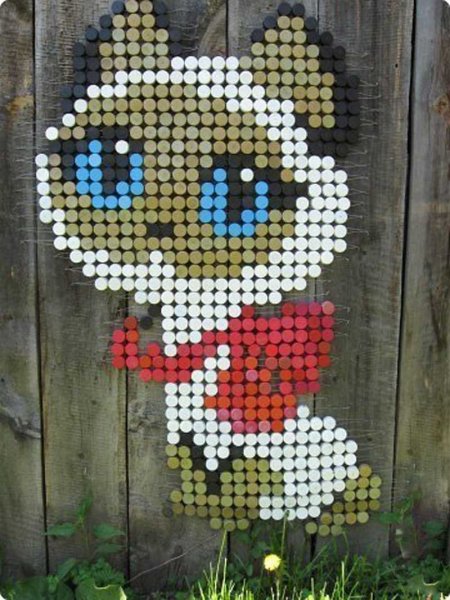 Котенок Гав из пробок от пластиковых бутылок