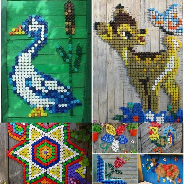 Мозаика из бутылочных крышек